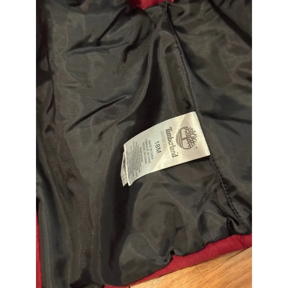 Timberland Kids‎ Puffer Vest Burgundy Red Quilted Full Zip Sleeveless Jacket 18M